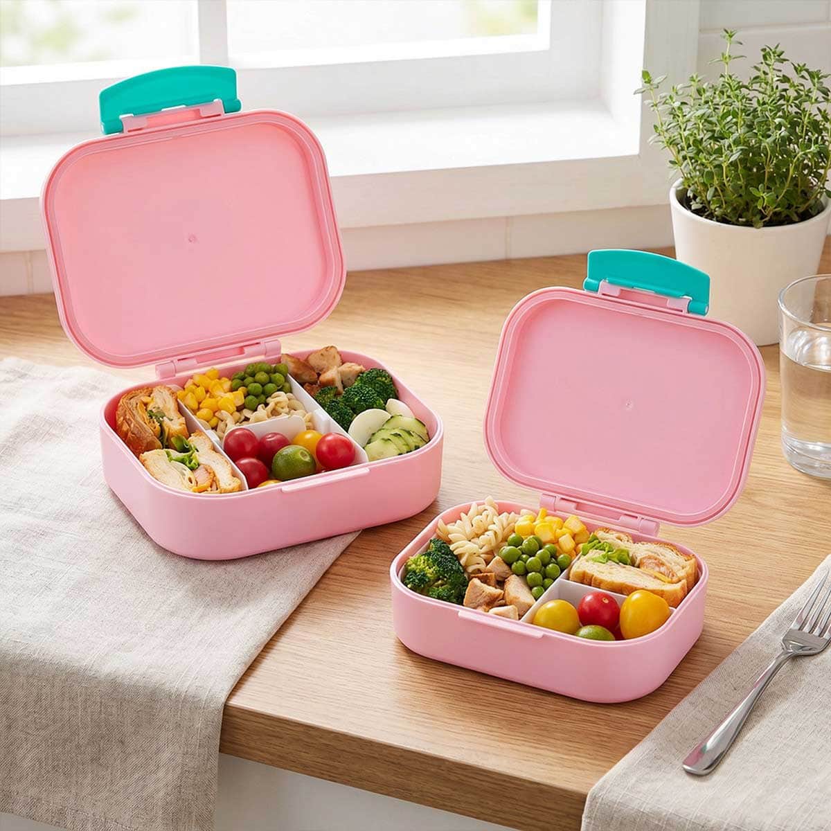 Eazy Kids 2-Piece 1200ml + 760ml Shine Pink Bento Lunch Box Set