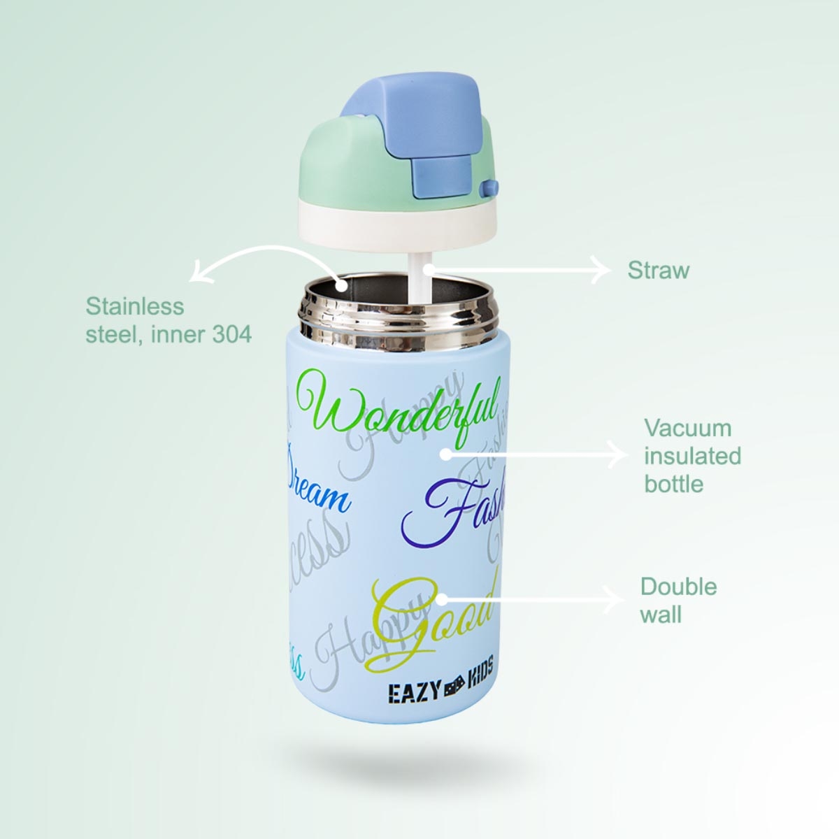 Eazy Kids 2-Piece Ivory Bento Lunch Box with 445ml Water Bottle Set