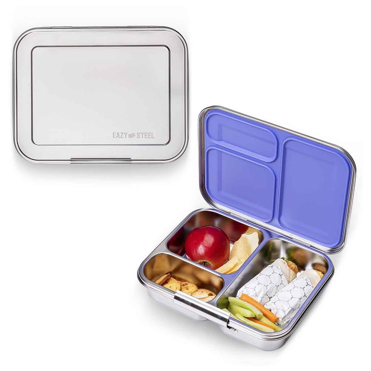 Eazy Kids Purple 3-Compartment Bento Steel Lunch Box