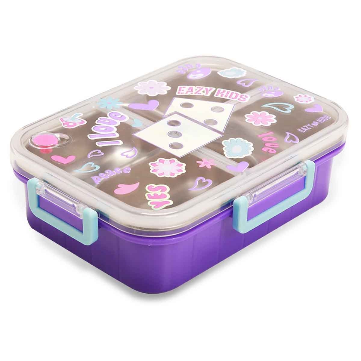 Eazy Kids 800ml Floral 3-Compartment Stainless Steel Bento Lunch Box