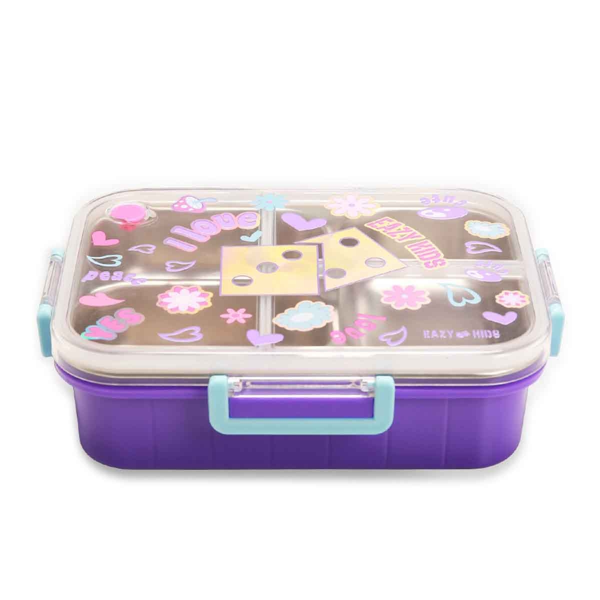 Eazy Kids 800ml Floral 3-Compartment Stainless Steel Bento Lunch Box