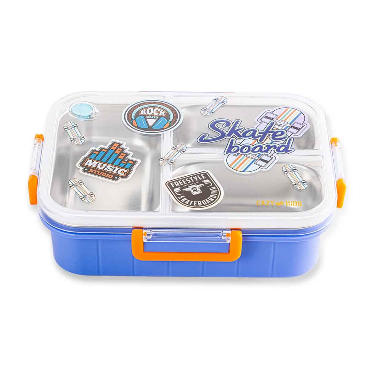 إيزي كيدز صندوق غداء بنتو من ستانلس ستيل بسعة 800 مل بثلاثة أقسام بتصميم سكايت بورد