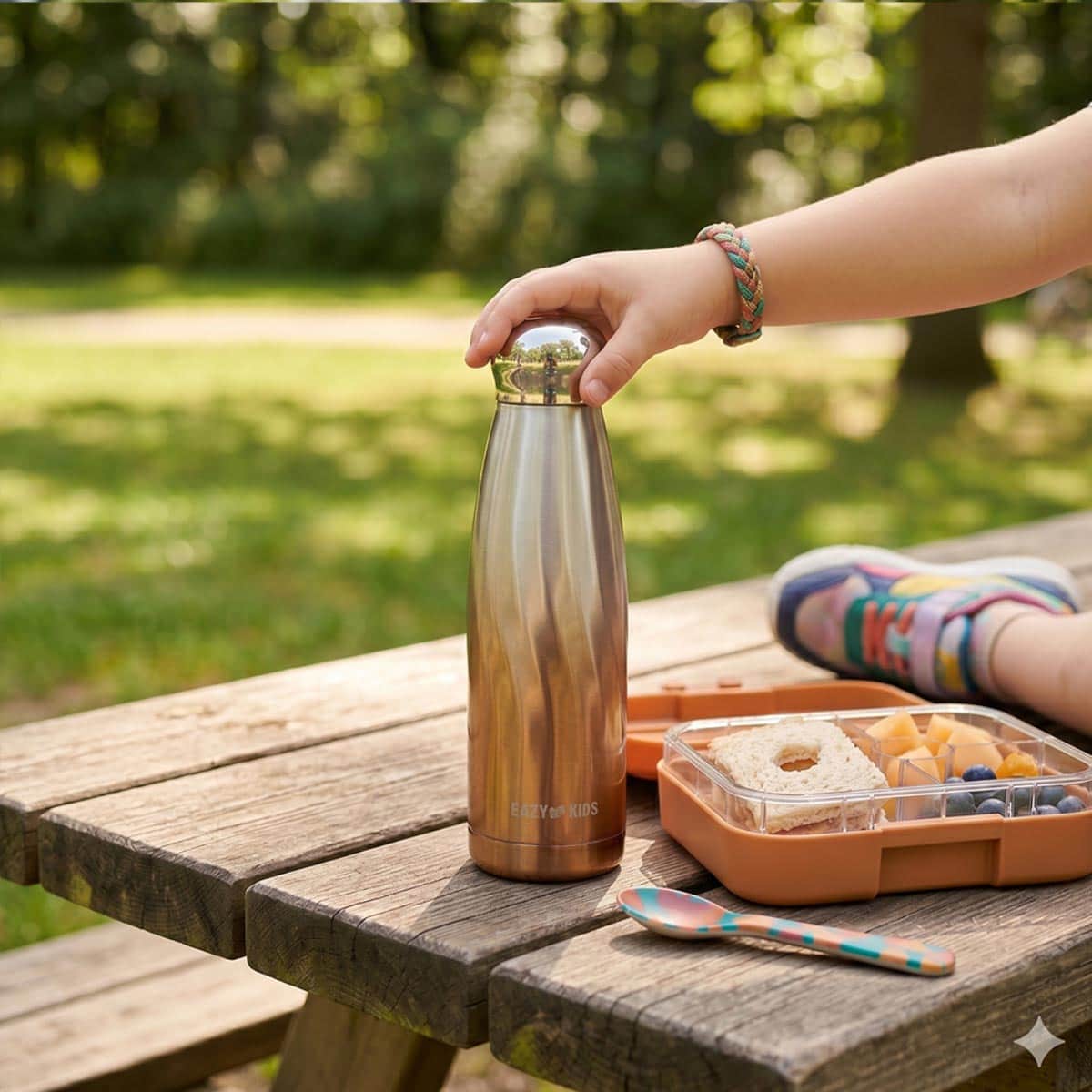 Eazy Kids 420ml Bronze Double Walled Stainless Steel Water Bottle
