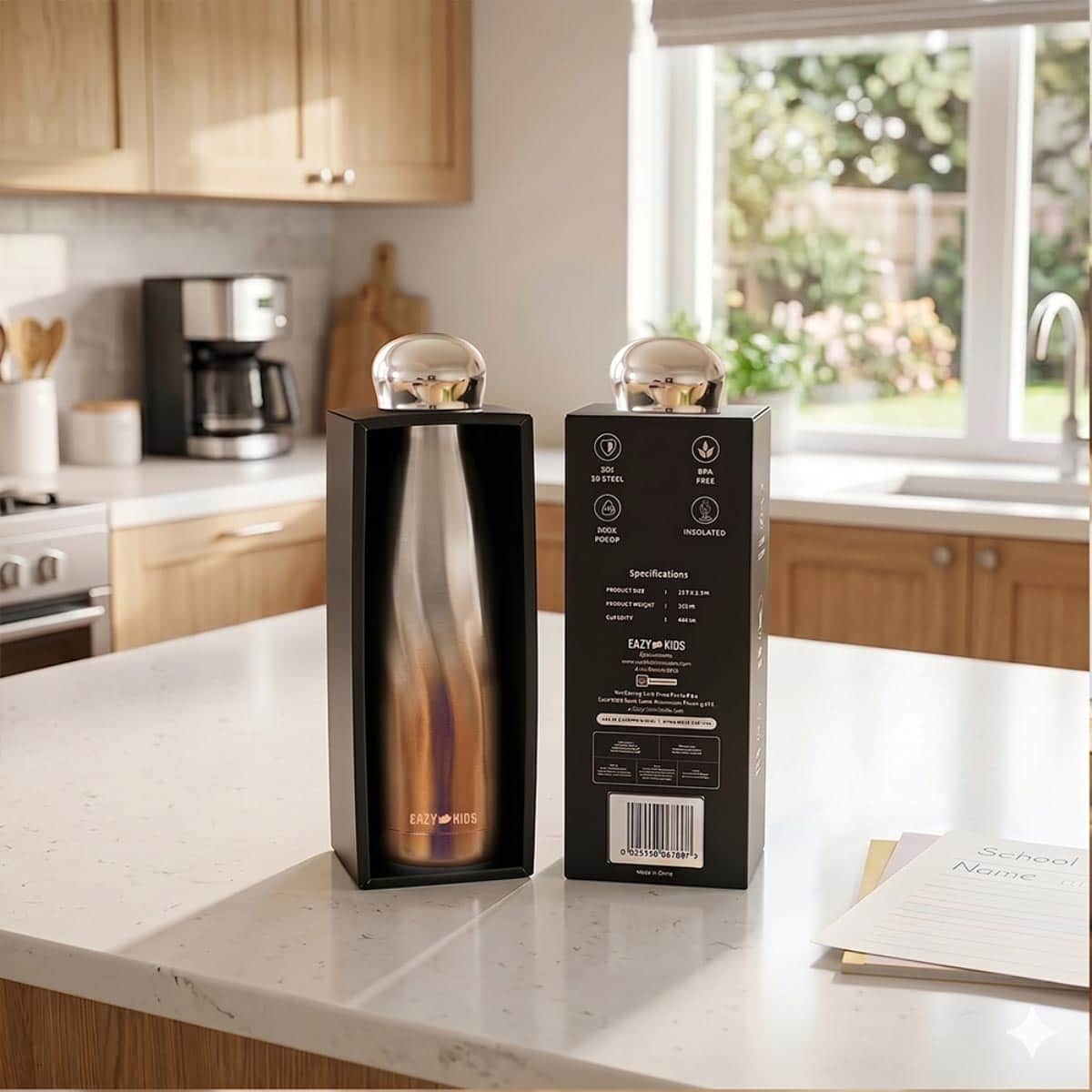 Eazy Kids 420ml Bronze Double Walled Stainless Steel Water Bottle