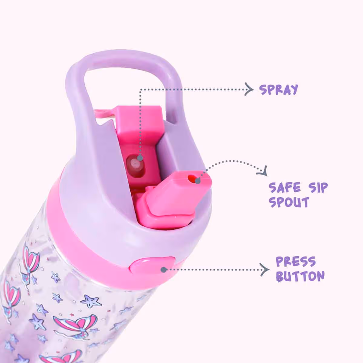 Eazy Kids 420ml Double Wall Insulated Steel Mermaid Water Bottle with Spray Unisex, 3-4 Years