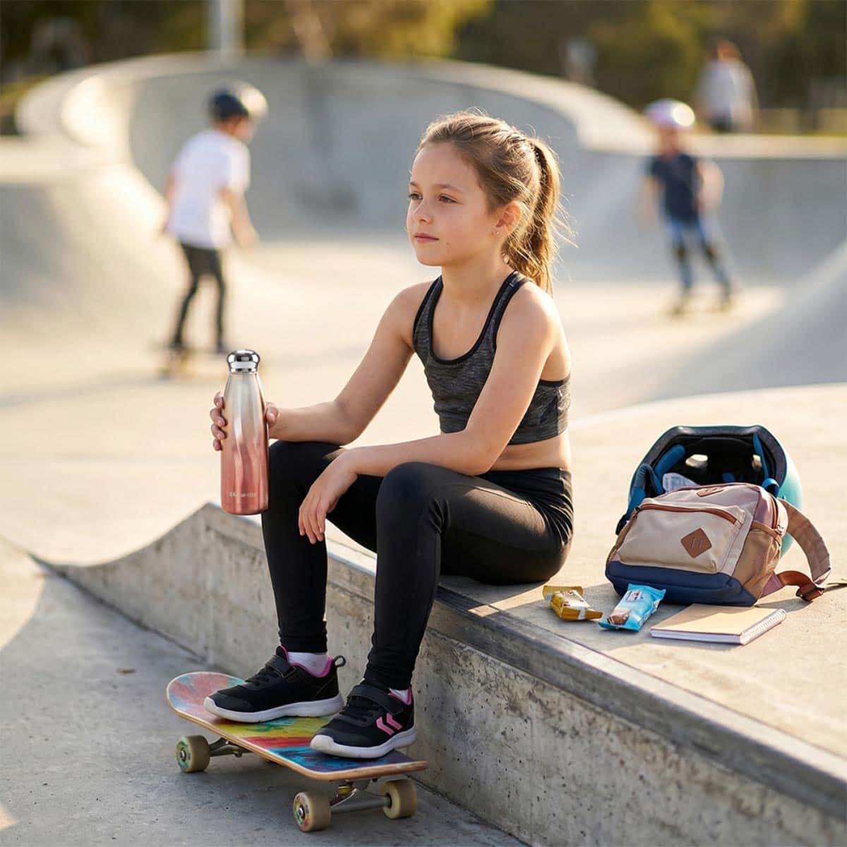 Eazy Kids 420ml Rose Gold Double Walled Stainless Steel Water Bottle