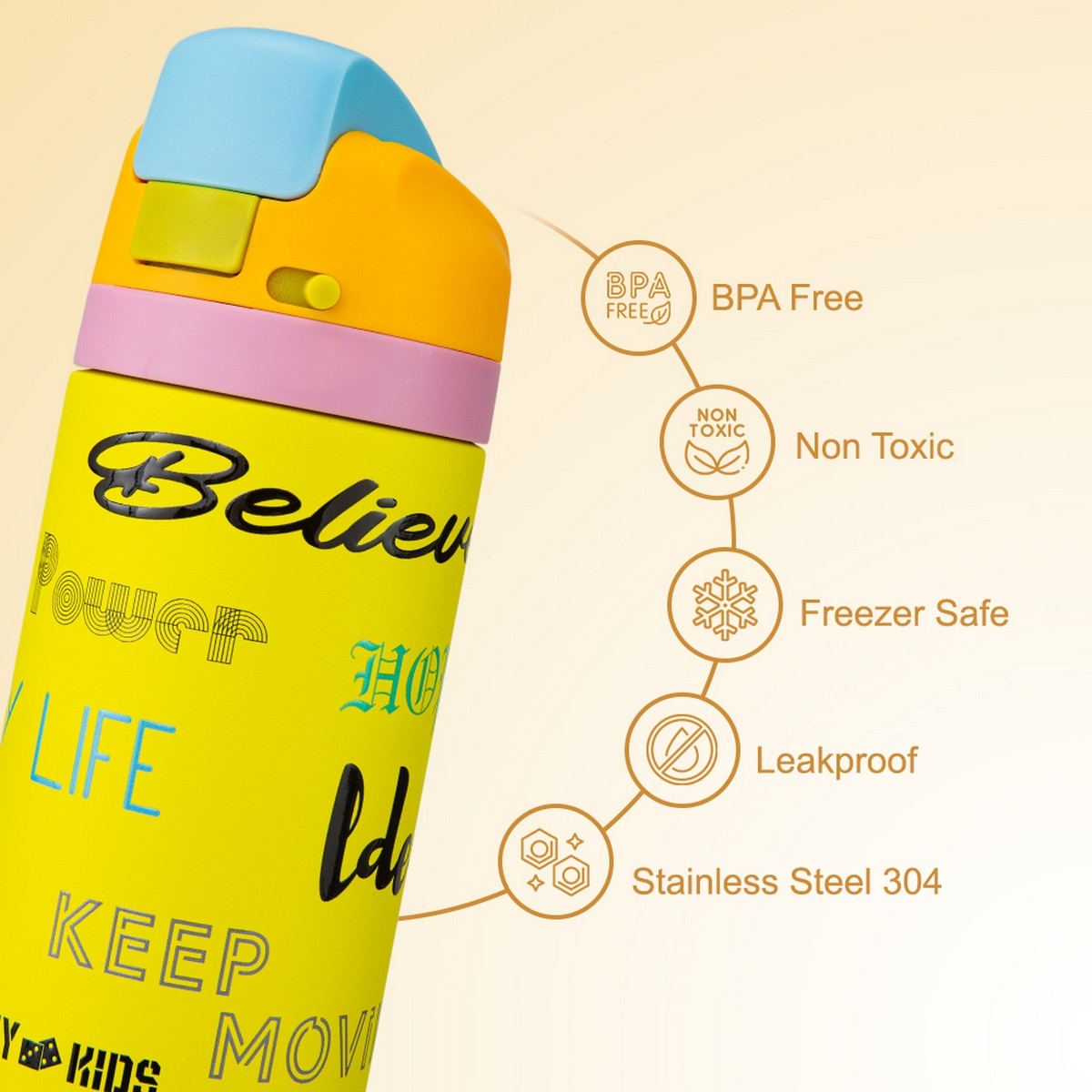 Eazy Kids 445ml Bling Stainless Steel Water Bottle