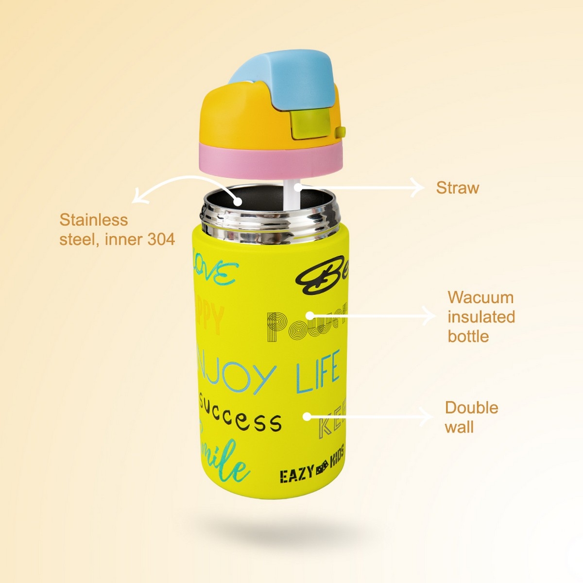Eazy Kids 445ml Bling Stainless Steel Water Bottle