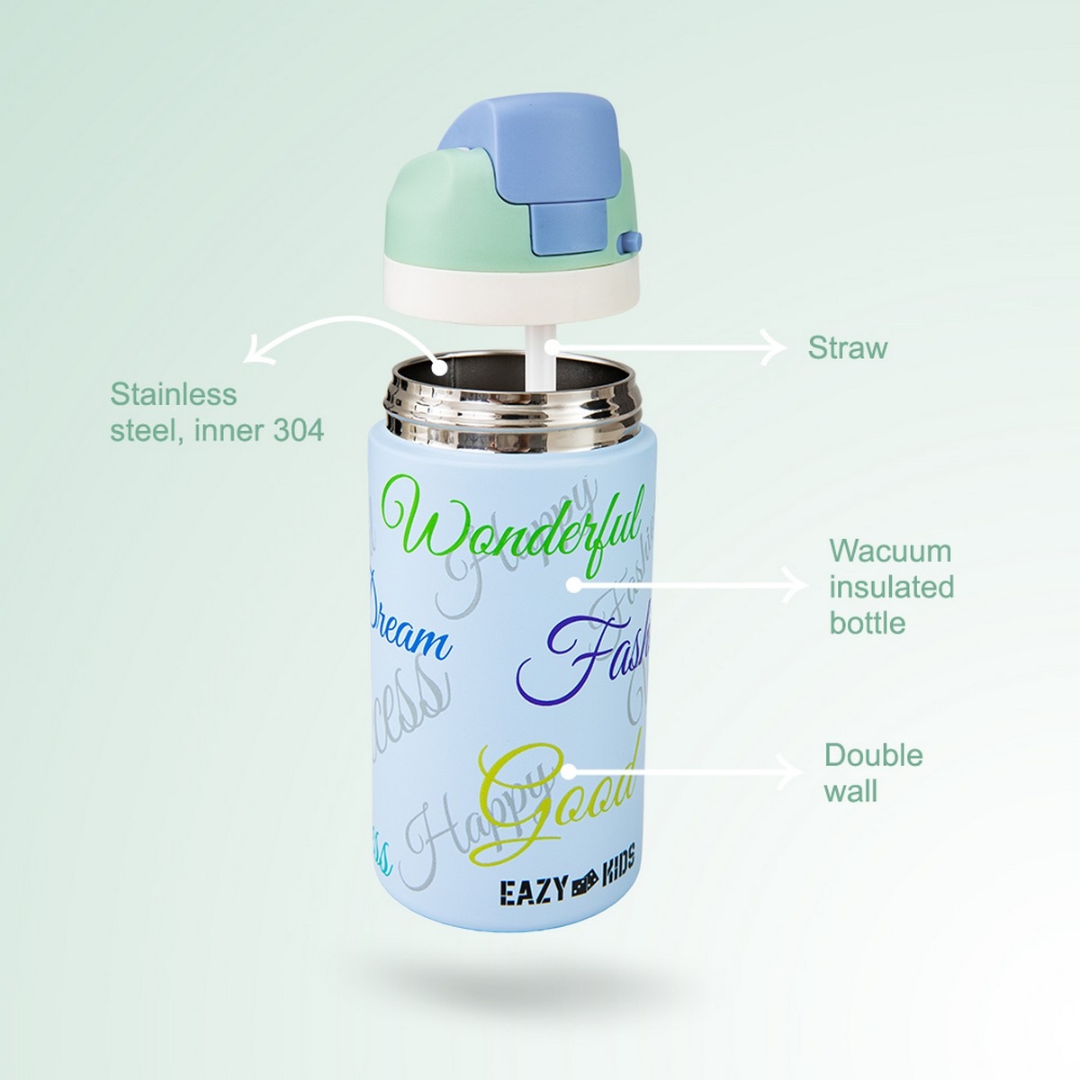 Eazy Kids 445ml Success Bling Stainless Steel Water Bottle