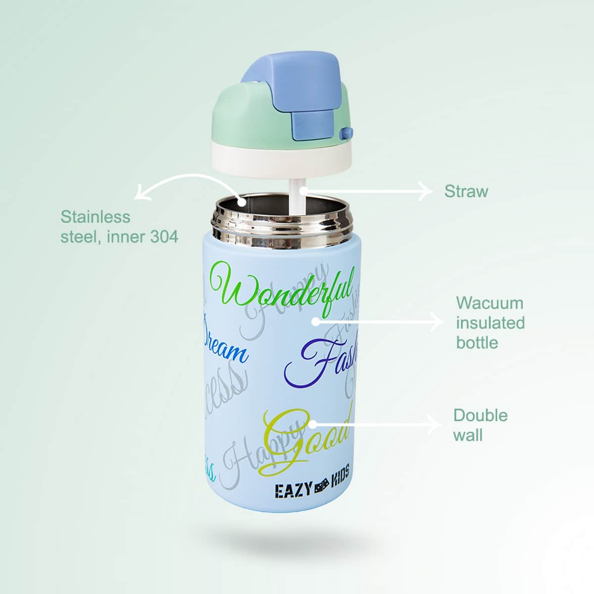 Eazy Kids 445ml Success Bling Stainless Steel Water Bottle