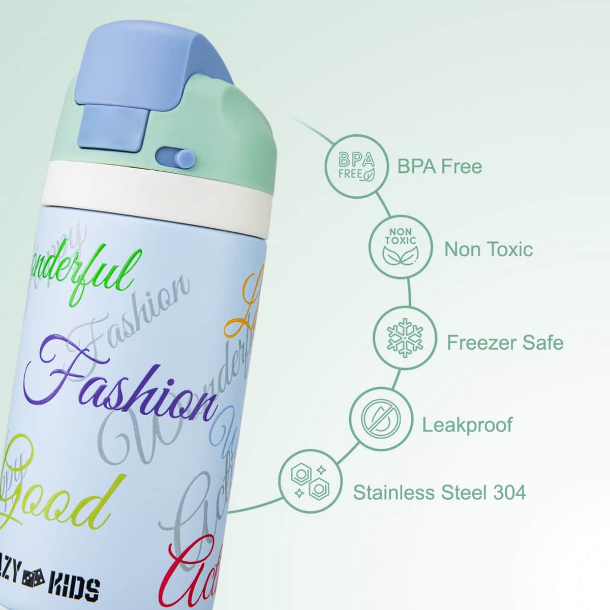 Eazy Kids 445ml Success Bling Stainless Steel Water Bottle