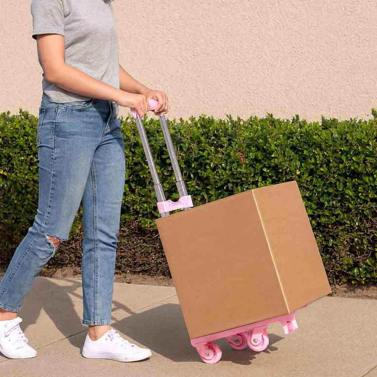 Eazy Kids Pink 4-Wheel School Bag Trolley