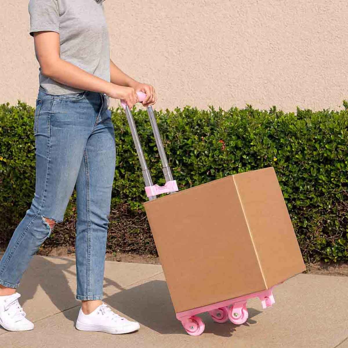 Eazy Kids Pink 4-Wheel School Bag Trolley