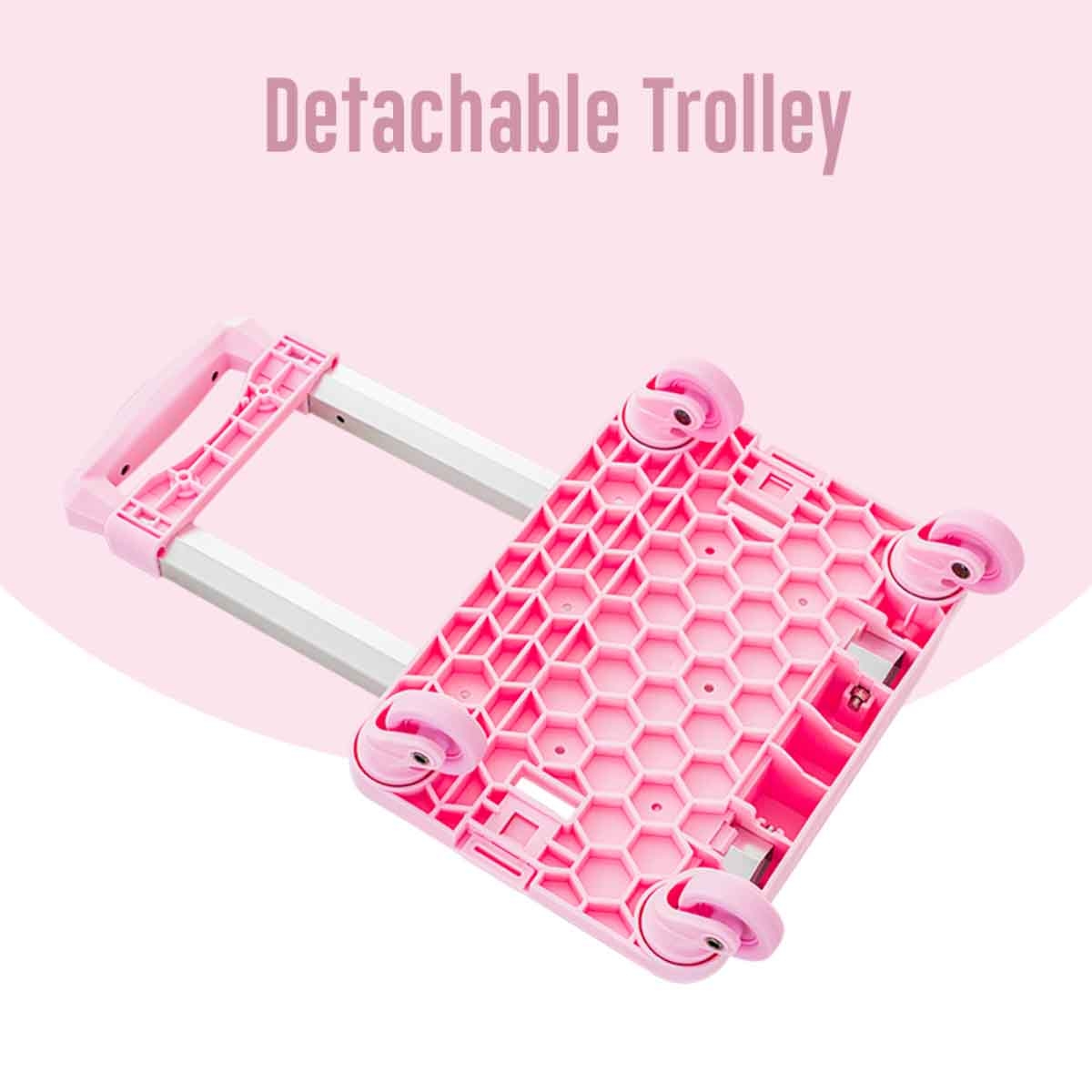 Eazy Kids Pink 4-Wheel School Bag Trolley