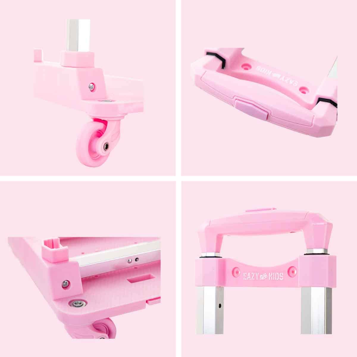 Eazy Kids Pink 4-Wheel School Bag Trolley