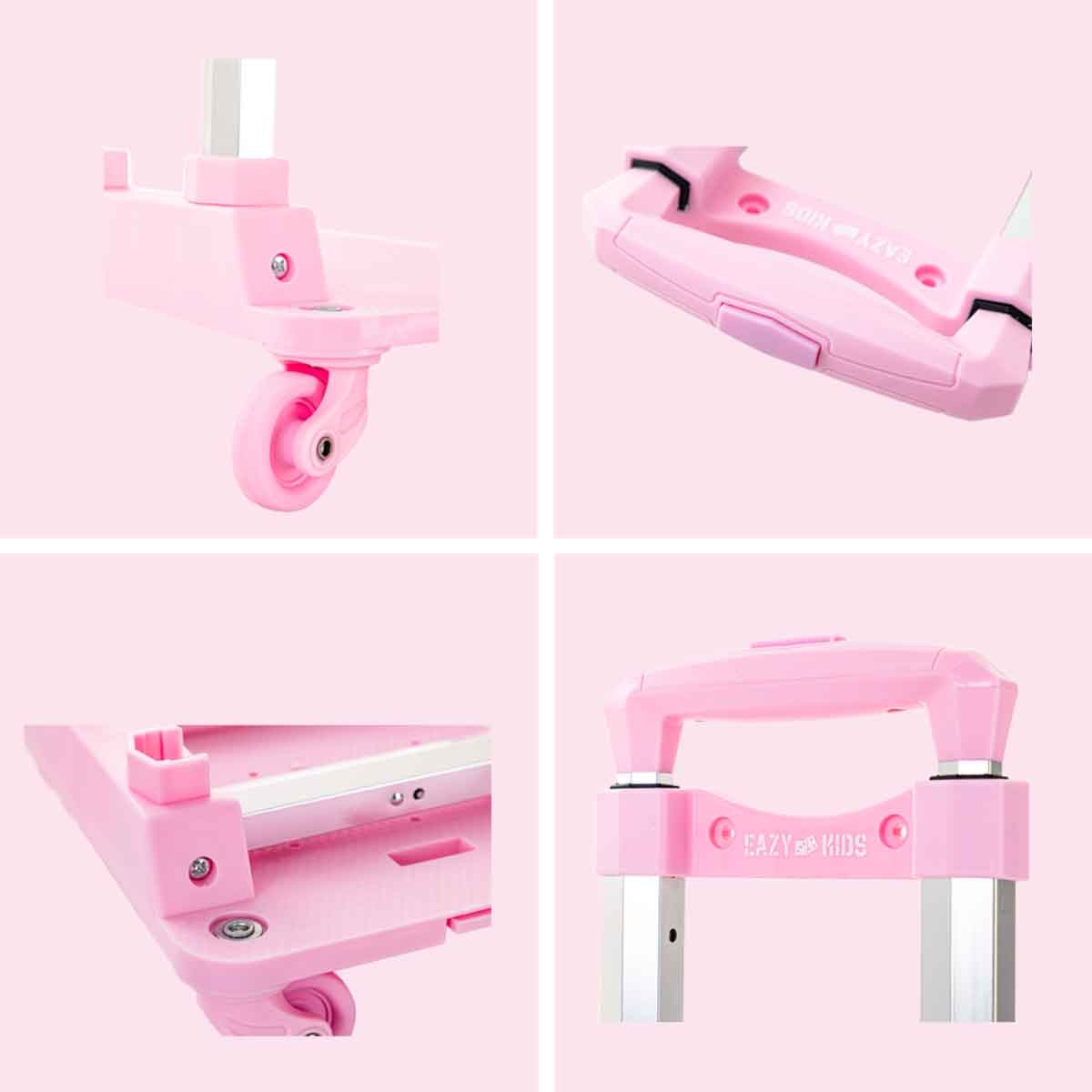 Eazy Kids Pink 4-Wheel School Bag Trolley