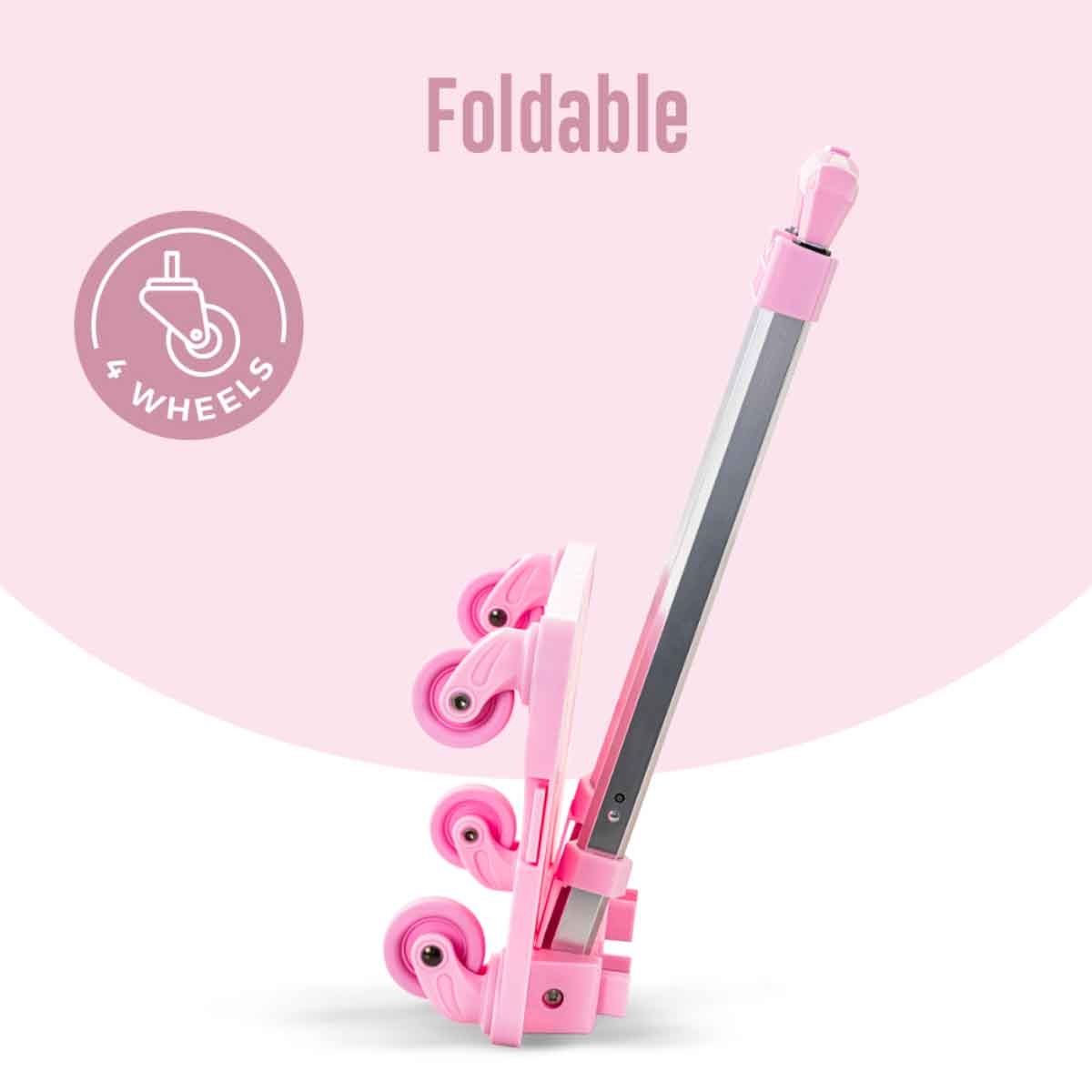 Eazy Kids Pink 4-Wheel School Bag Trolley