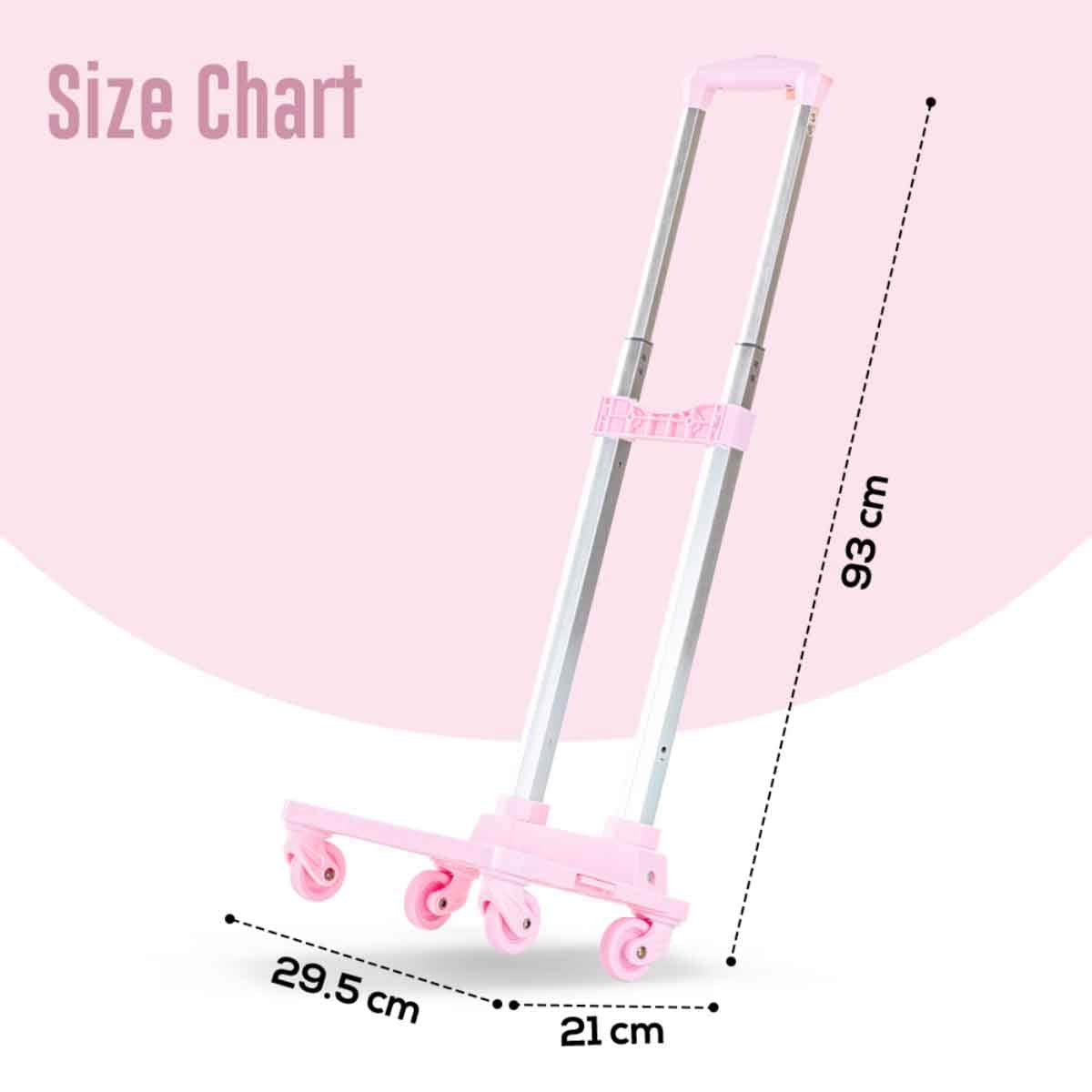 Eazy Kids Pink 4-Wheel School Bag Trolley