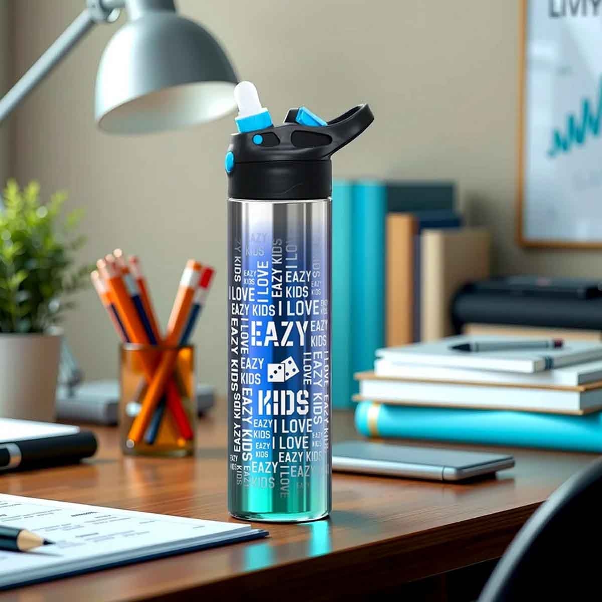 Eazy Kids 530ml Double Wall Stainless Steel Blue Water Bottle Unisex, 3-4 Years