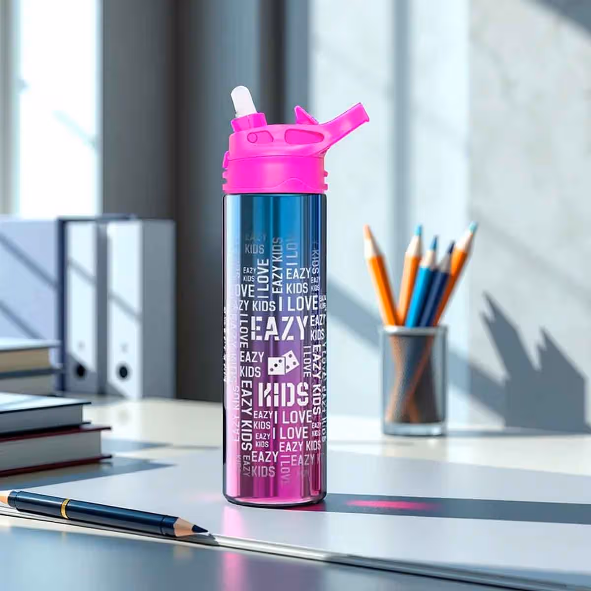 Eazy Kids 530ml Double Wall Stainless Steel Pink Water Bottle Unisex, 3-4 Years
