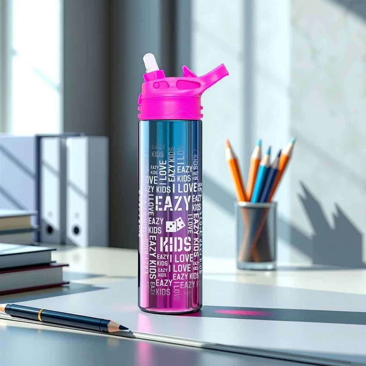 Eazy Kids 530ml Double Wall Stainless Steel Pink Water Bottle Unisex, 3-4 Years