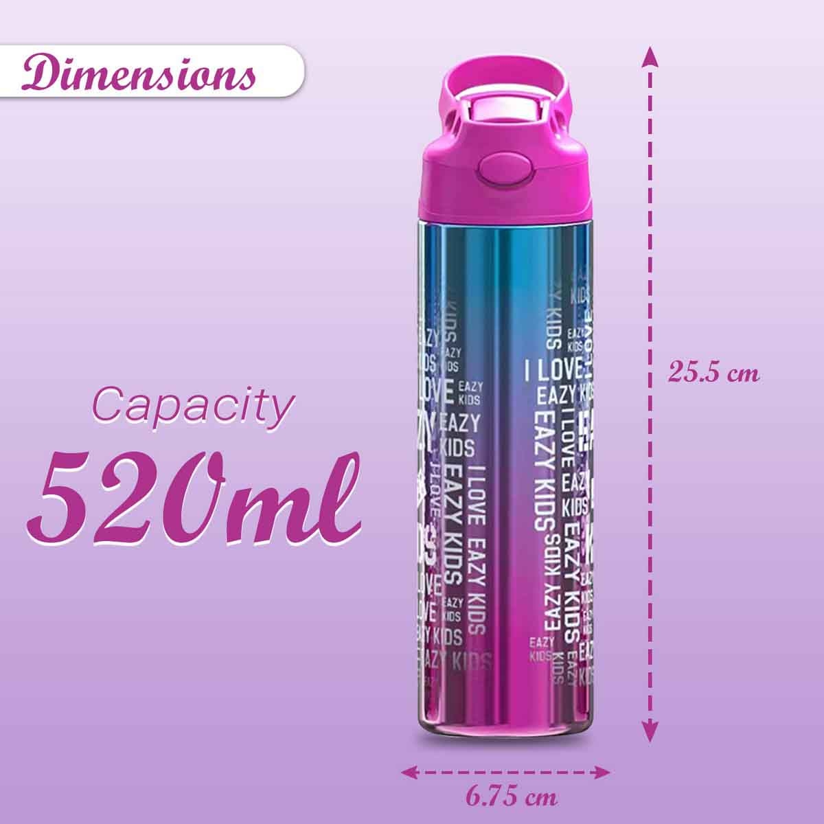 Eazy Kids 530ml Double Wall Stainless Steel Pink Water Bottle Unisex, 3-4 Years