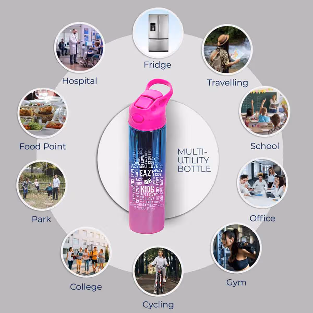 Eazy Kids 530ml Double Wall Stainless Steel Pink Water Bottle Unisex, 3-4 Years