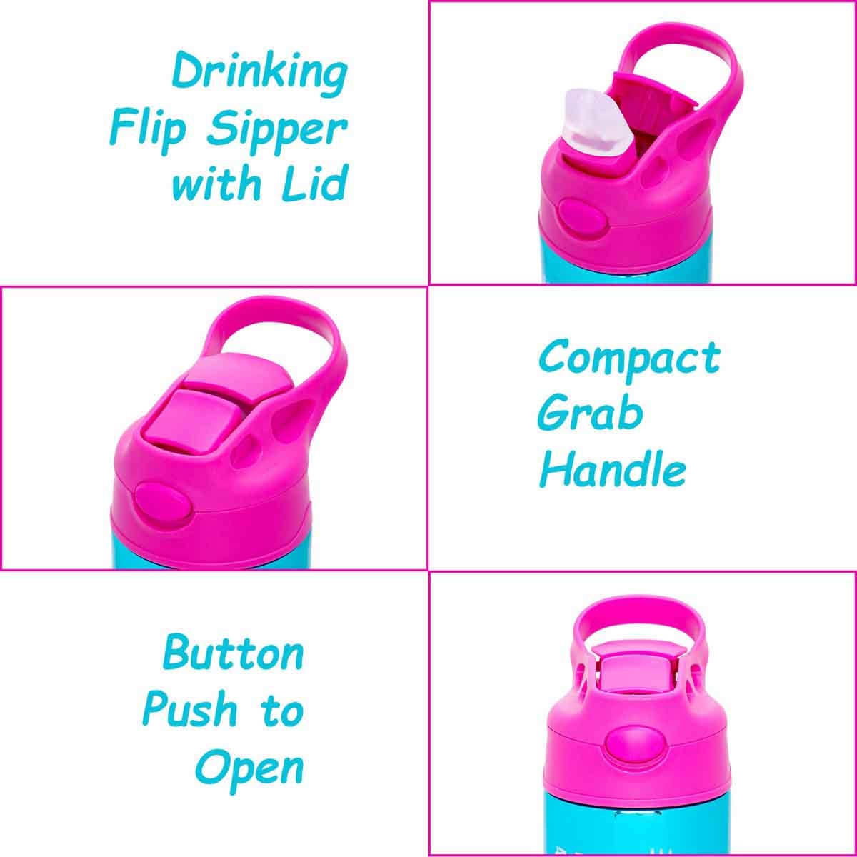 Eazy Kids 530ml Double Wall Stainless Steel Pink Water Bottle Unisex, 3-4 Years