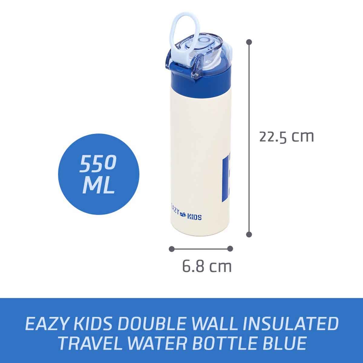 Eazy Kids 550ml Insulated Travel Blue Water Bottle Unisex, 3-4 Years