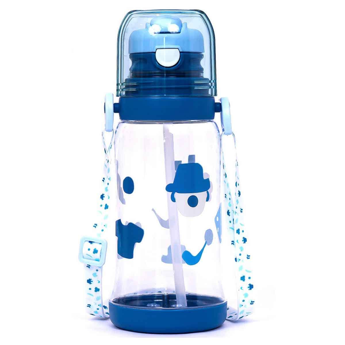 Eazy Kids 600ml Blue Water Bottle with Straw Unisex, 3-4 Years