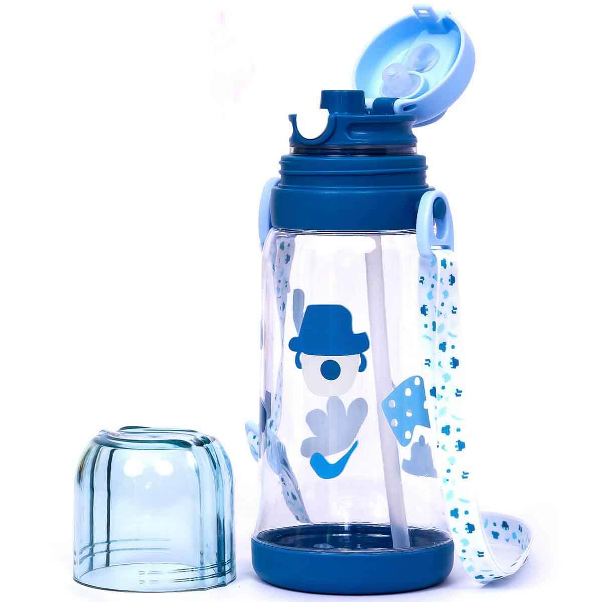 Eazy Kids 600ml Blue Water Bottle with Straw Unisex, 3-4 Years