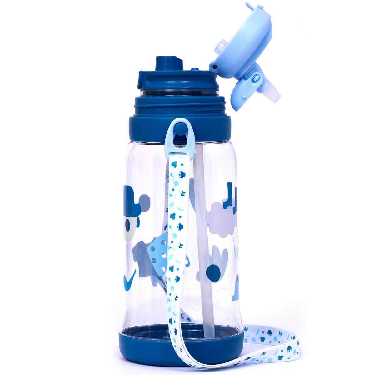 Eazy Kids 600ml Blue Water Bottle with Straw Unisex, 3-4 Years
