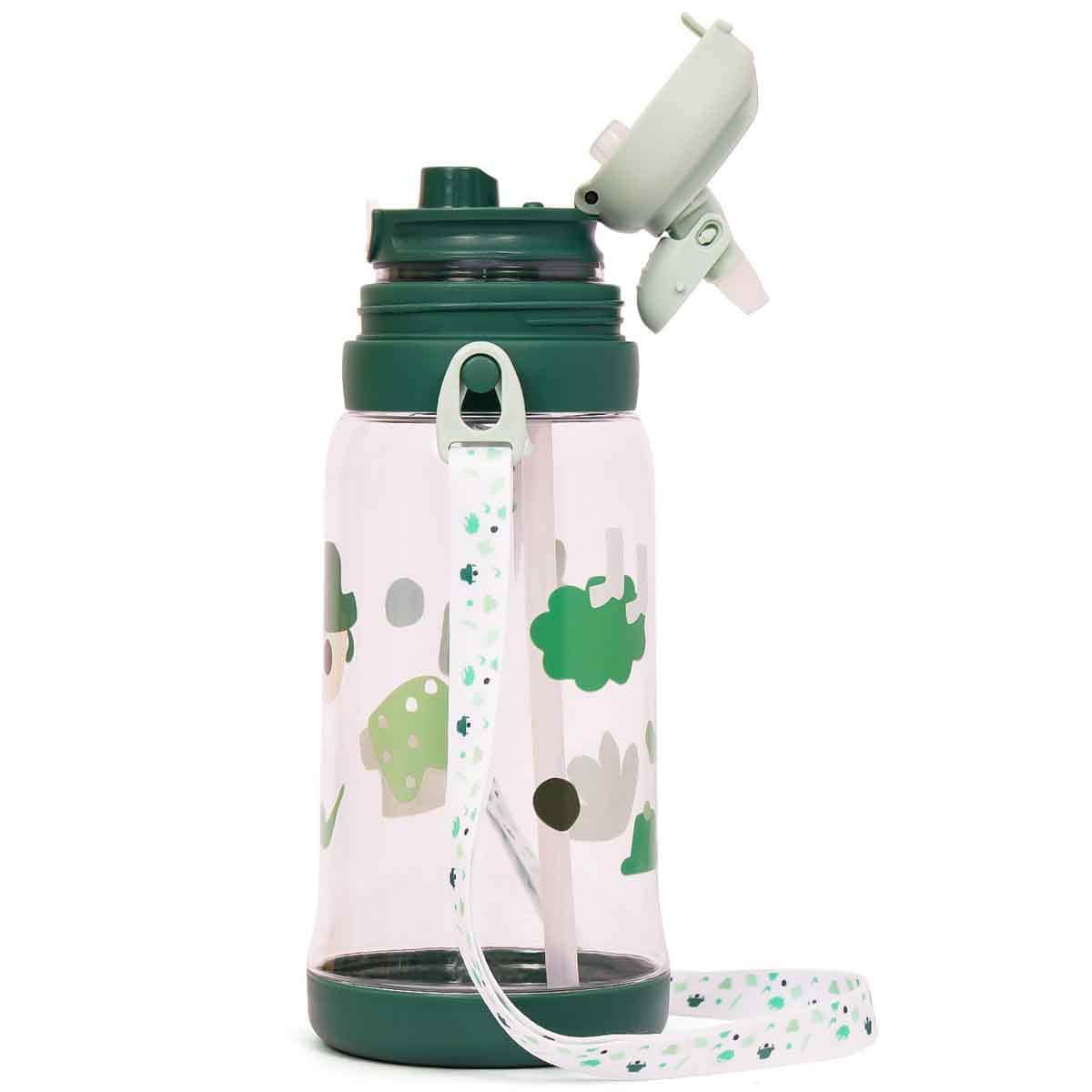 Eazy Kids 600ml Green Water Bottle with Straw Unisex, 3-4 Years