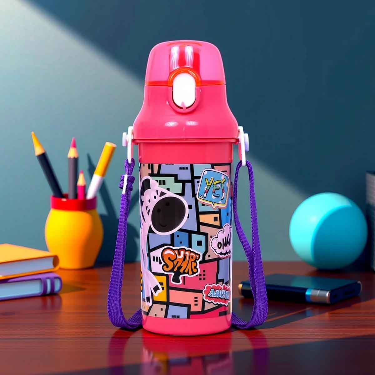 إيزي كيدز زجاجة ماء 600 مل وردي للجنسين، 3-4 سنوات