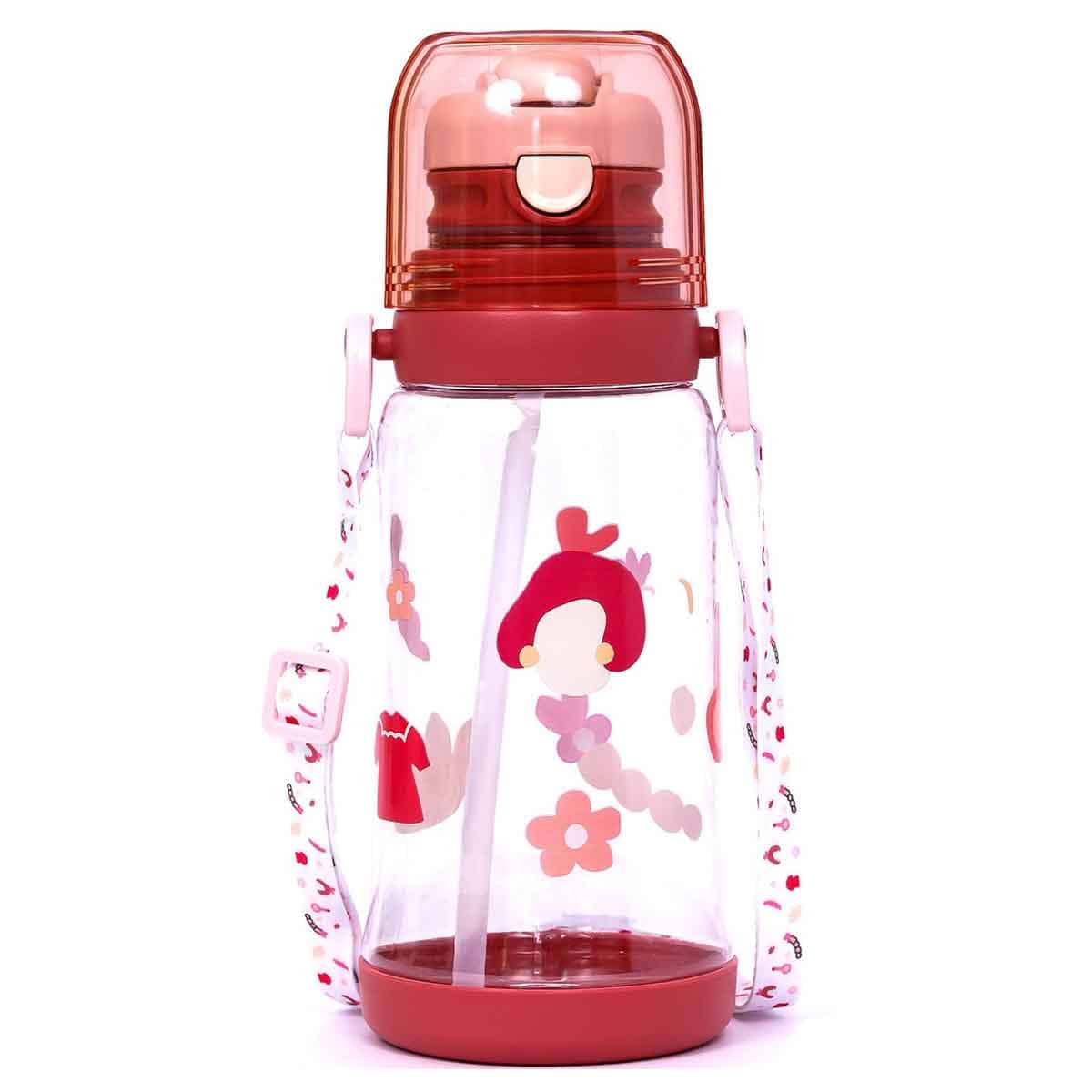 Eazy Kids 600ml Pink Water Bottle with Straw Unisex, 3-4 Years