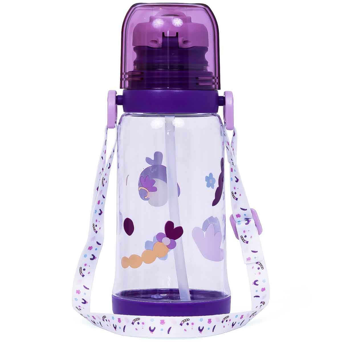 Eazy Kids 600ml Purple Water Bottle with Straw Unisex, 3-4 Years