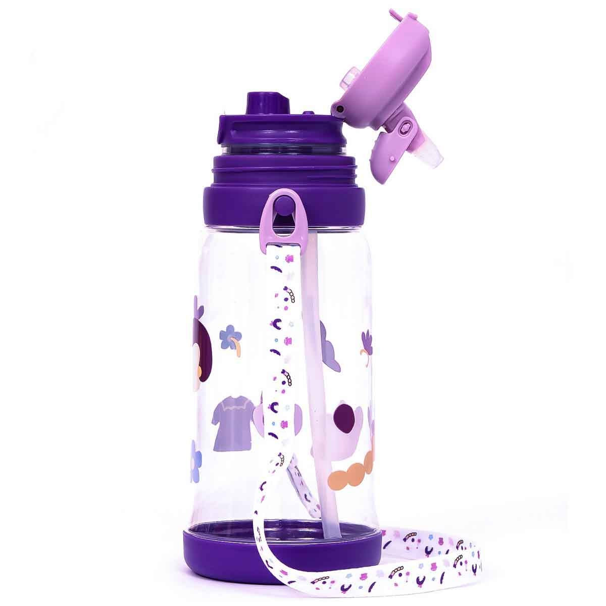 Eazy Kids 600ml Purple Water Bottle with Straw Unisex, 3-4 Years