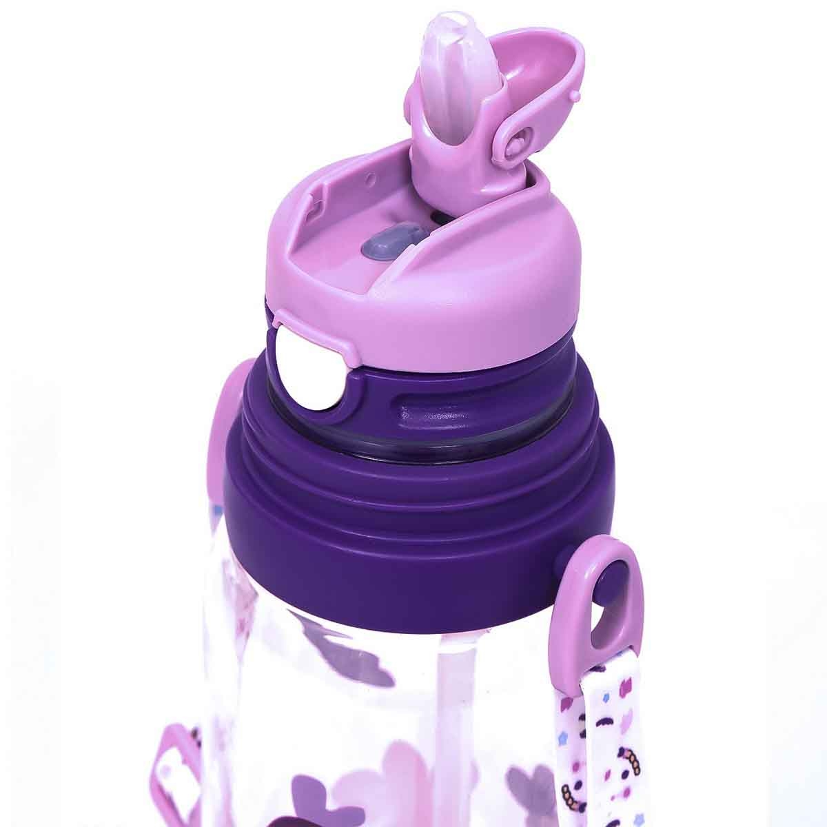 Eazy Kids 600ml Purple Water Bottle with Straw Unisex, 3-4 Years