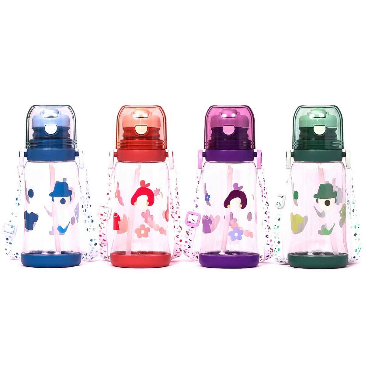 Eazy Kids 600ml Purple Water Bottle with Straw Unisex, 3-4 Years