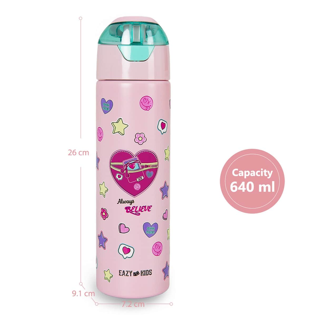 Eazy Kids 640ml Always Believe Insulated Stainless Steel Water Bottle with Spray