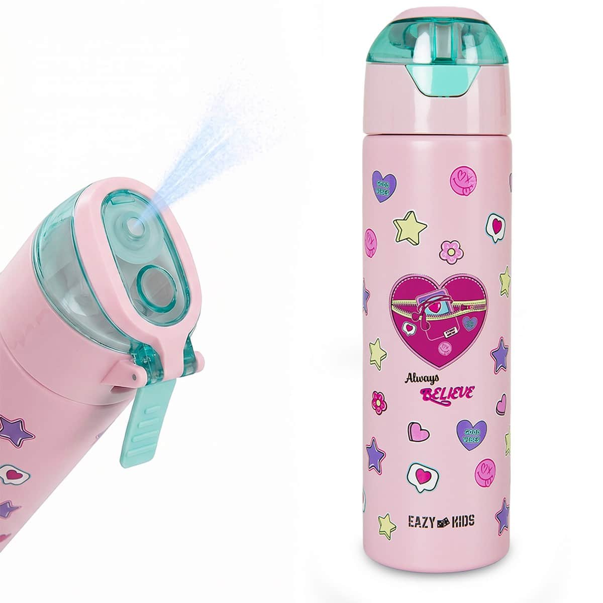 Eazy Kids 640ml Always Believe Insulated Stainless Steel Water Bottle with Spray