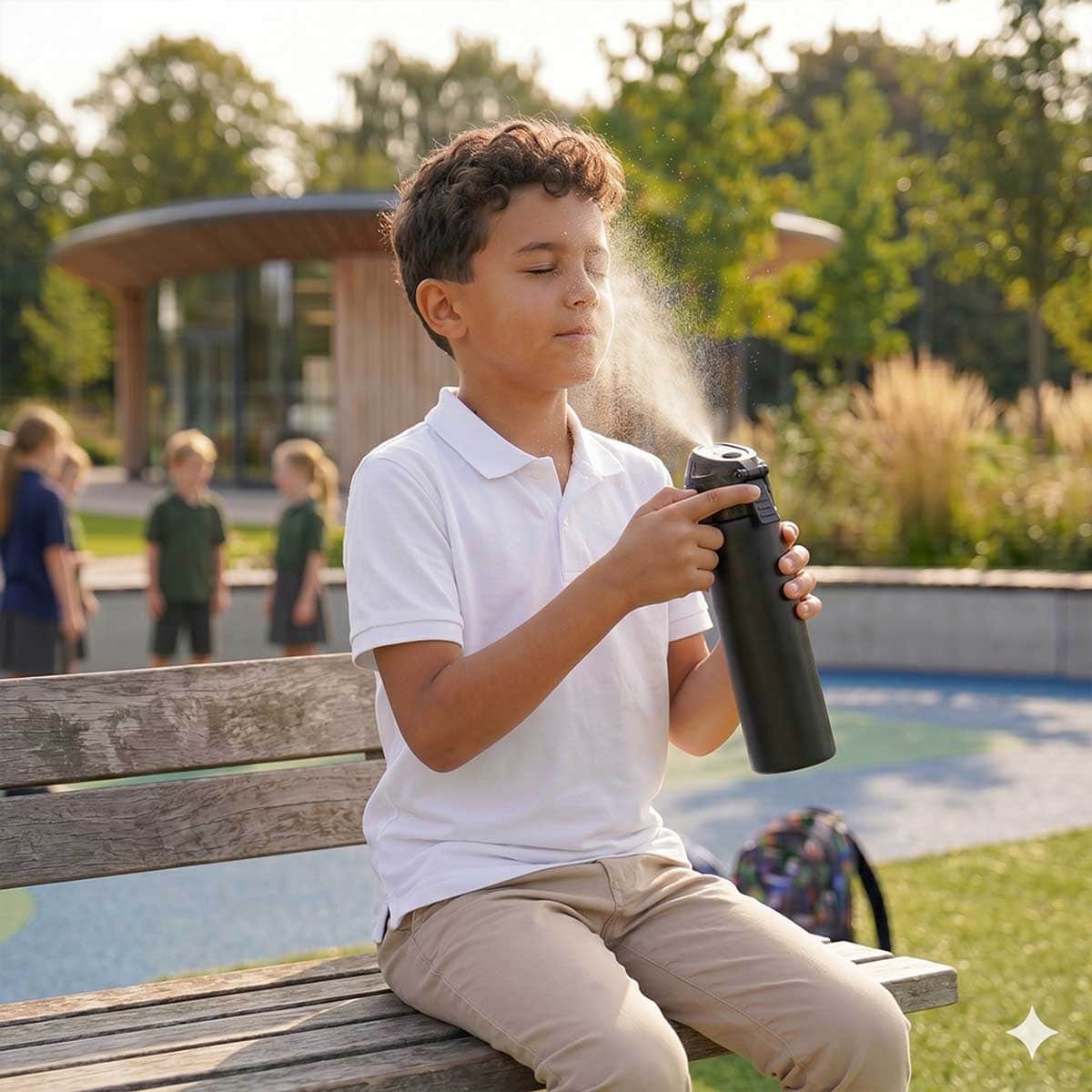 Eazy Kids 640ml Black Insulated Stainless Steel Water Bottle with Spray