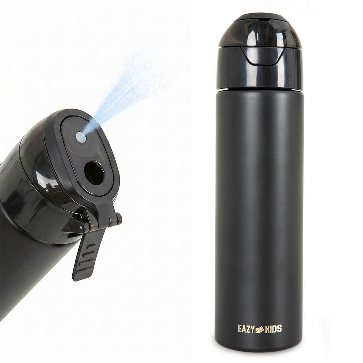 Eazy Kids 640ml Black Insulated Stainless Steel Water Bottle with Spray