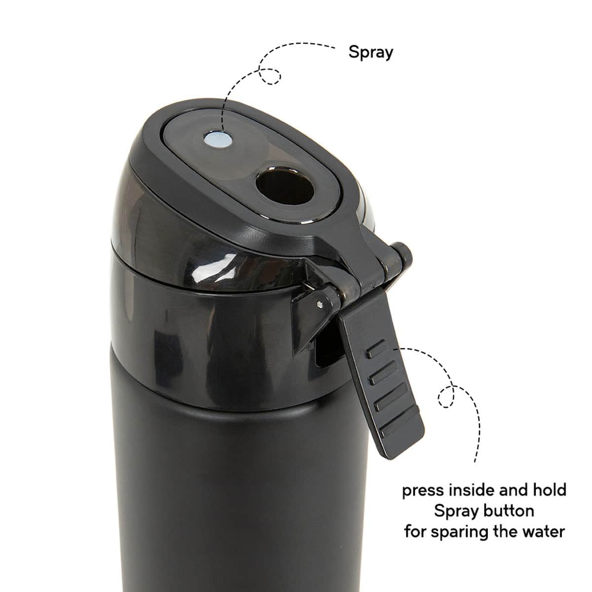 Eazy Kids 640ml Black Insulated Stainless Steel Water Bottle with Spray