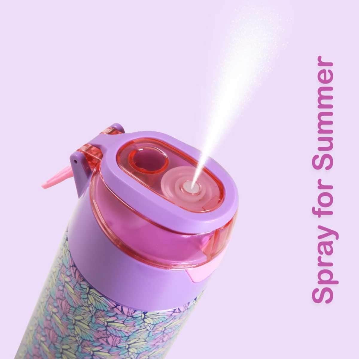 Eazy Kids 640ml Butterfly Insulated Stainless Steel Water Bottle with Spray