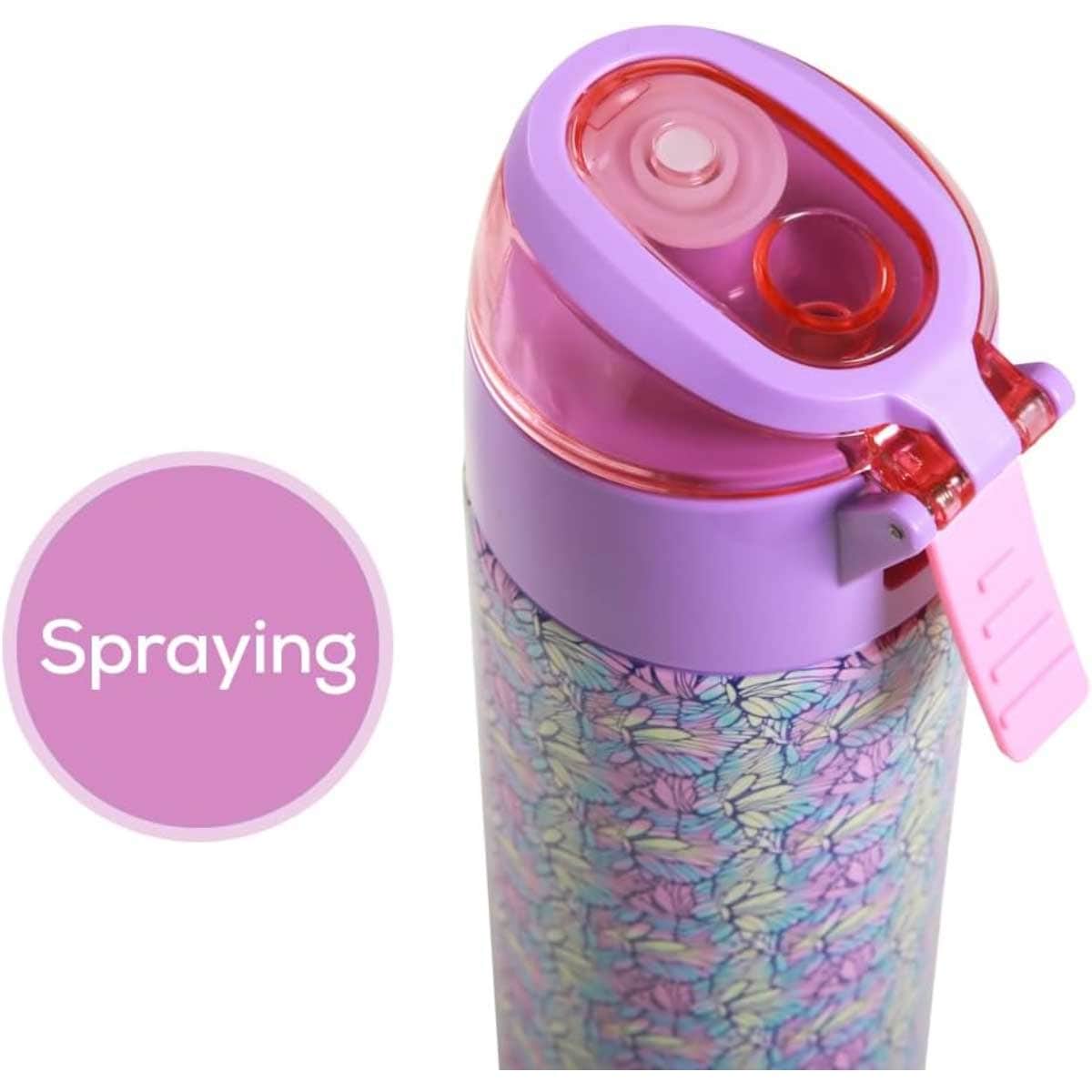 Eazy Kids 640ml Butterfly Insulated Stainless Steel Water Bottle with Spray