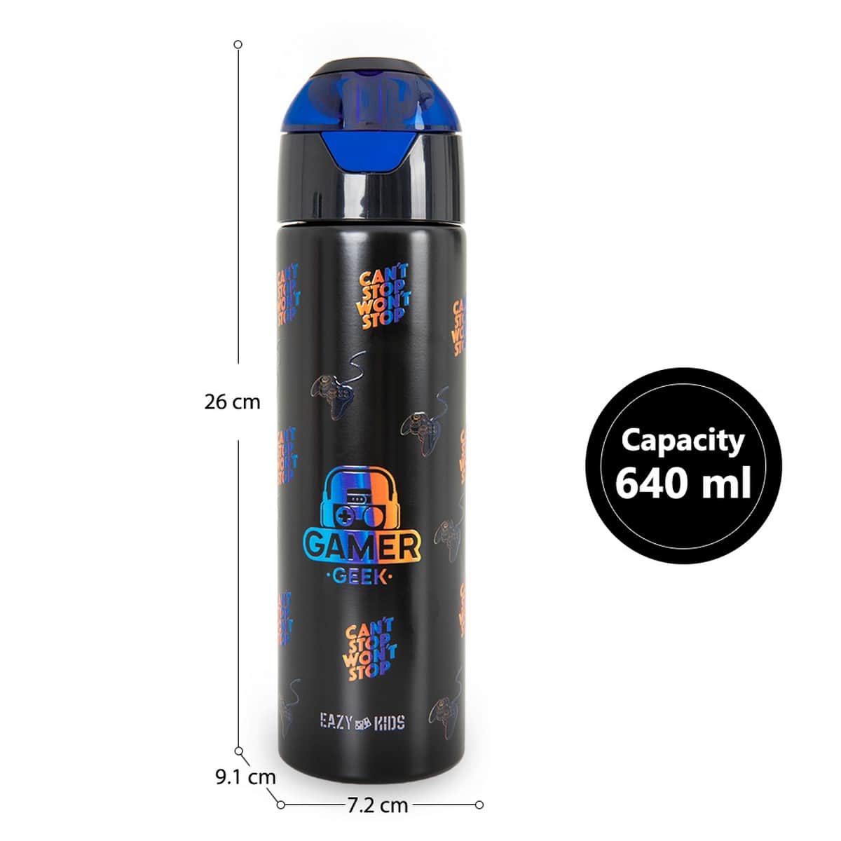 Eazy Kids 640ml Gamer Insulated Stainless Steel Water Bottle with Spray
