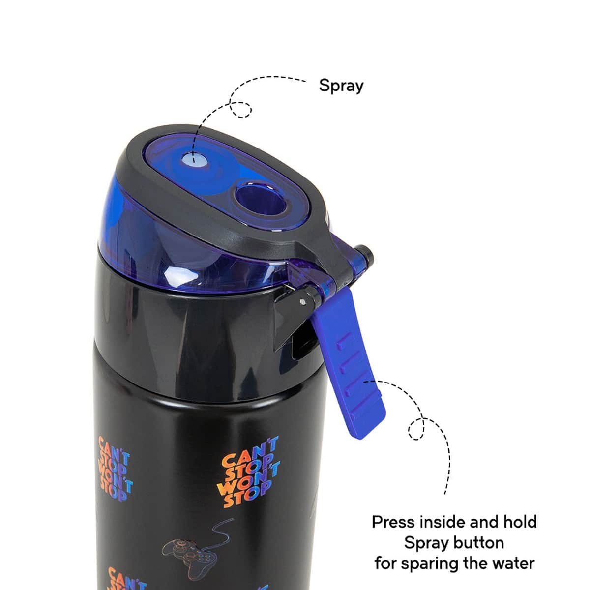 Eazy Kids 640ml Gamer Insulated Stainless Steel Water Bottle with Spray