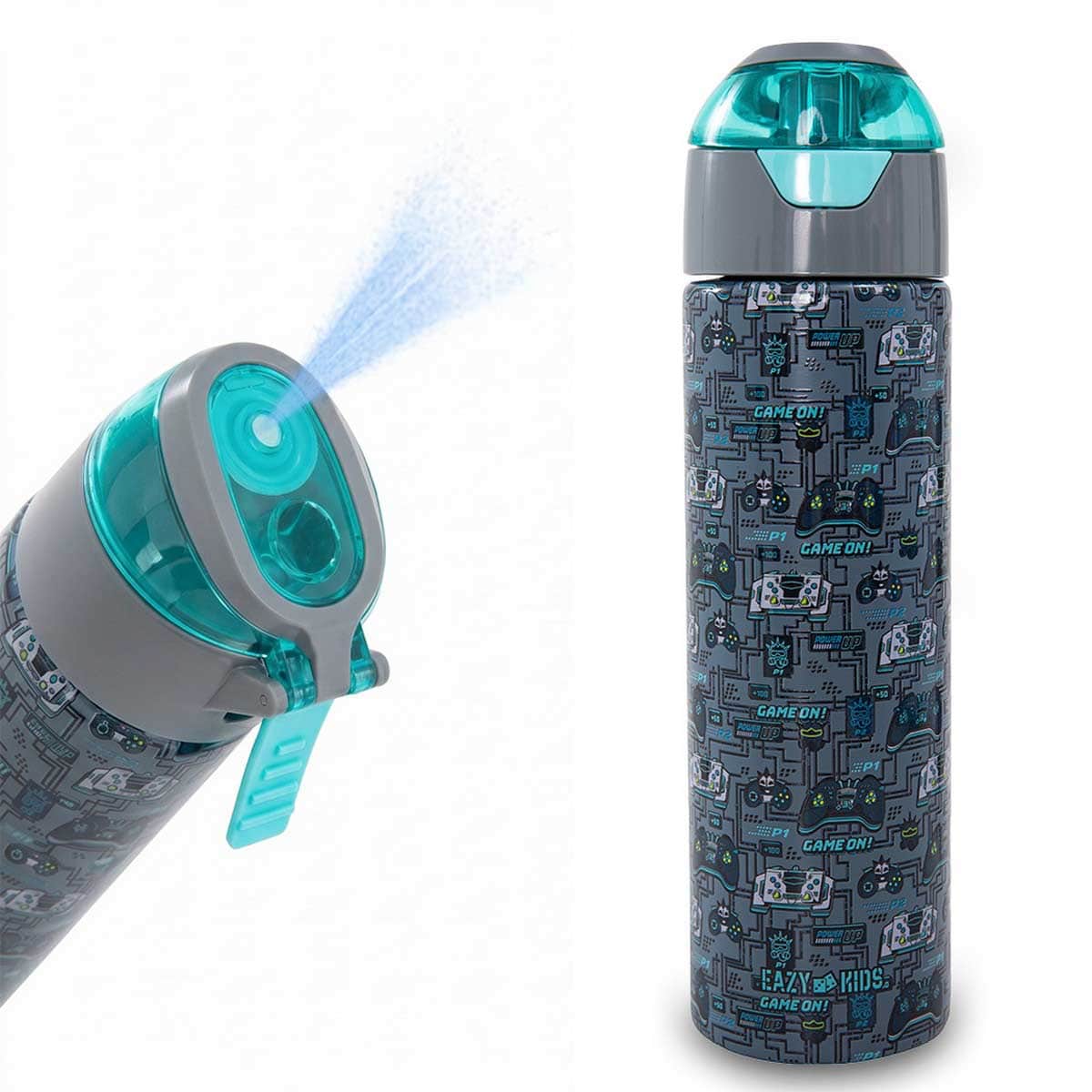 Eazy Kids 640ml Gaming Insulated Stainless Steel Water Bottle with Spray