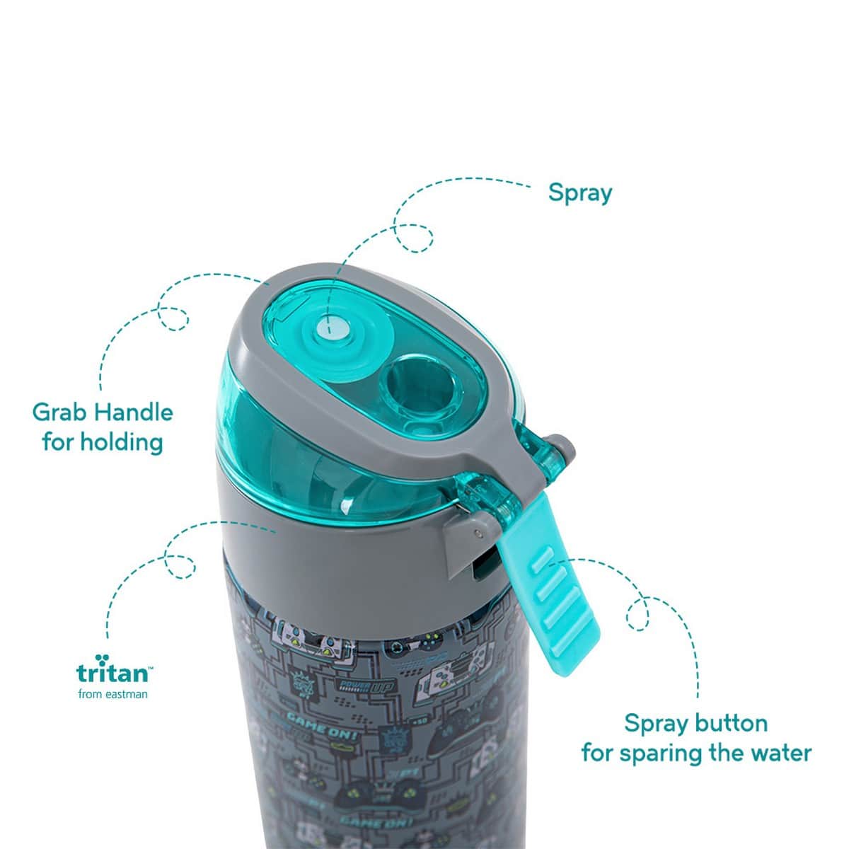 Eazy Kids 640ml Gaming Insulated Stainless Steel Water Bottle with Spray